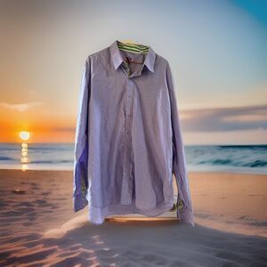 Robert Graham Purple Long Sleeve Placket Cuff Detail Cotton Shirt Size 2XL